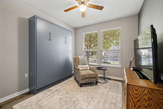 116 Buttercup Trl, Georgetown, TX 78633 - sitting room with healthy amount of natural light, a ceiling fan, and wood finished floors