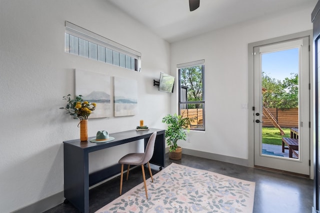608B W 15th St, Georgetown, TX 78626 - office space featuring finished concrete floors, ceiling fan, and baseboards