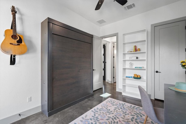 608B W 15th St, Georgetown, TX 78626 - bedroom featuring a desk, baseboards, concrete floors, and ceiling fan