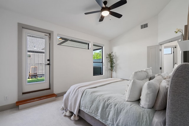 608B W 15th St, Georgetown, TX 78626 - bedroom featuring carpet flooring, a ceiling fan, and high vaulted ceiling
