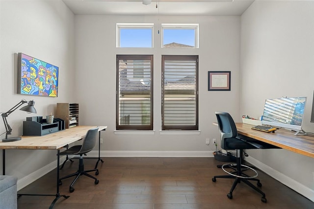 234 Sumalt Gap Way, Lakeway, TX 78738 - home office with wood finished floors and a ceiling fan