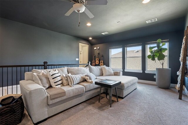 234 Sumalt Gap Way, Lakeway, TX 78738 - carpeted living room featuring ceiling fan and recessed lighting