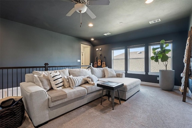 234 Sumalt Gap Way, Lakeway, TX 78738 - carpeted living room with a ceiling fan and recessed lighting