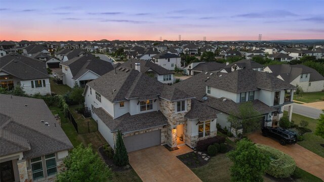 234 Sumalt Gap Way, Lakeway, TX 78738 - aerial view at dusk of a residential view