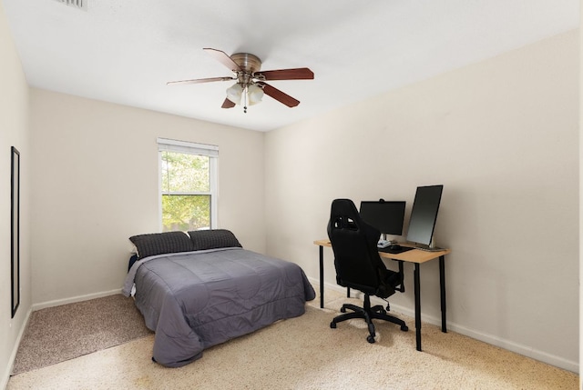 12528 E Labrador Cv, Austin, TX 78729 - carpeted bedroom featuring an office area and ceiling fan