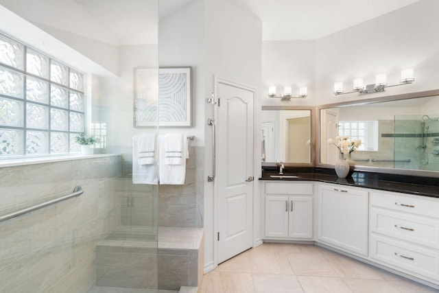 30203 Hacienda Ln, Georgetown, TX 78628 - bathroom featuring a stall shower and vanity