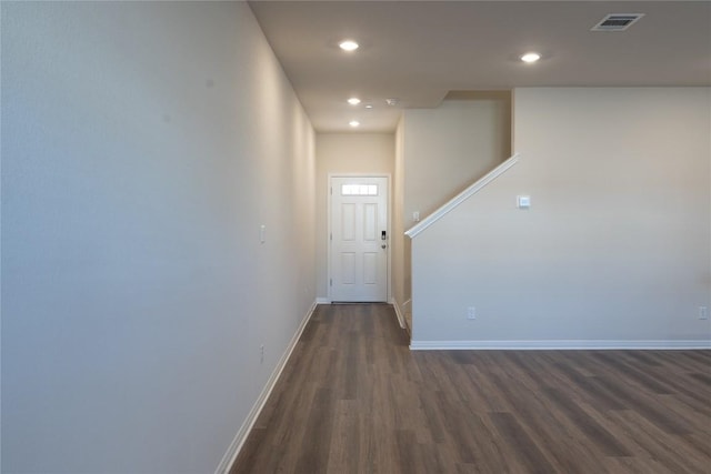 1850 Settlers Glen Dr Unit 904, Round Rock, TX 78665 - interior space featuring visible vents, baseboards, recessed lighting, and dark wood-style floors