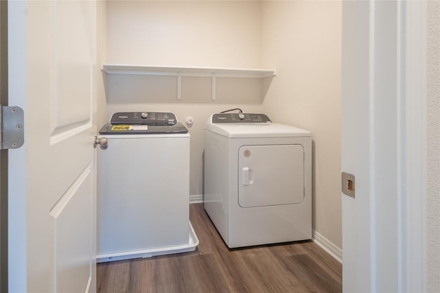 1850 Settlers Glen Dr Unit 904, Round Rock, TX 78665 - clothes washing area with separate washer and dryer, laundry area, baseboards, and wood finished floors