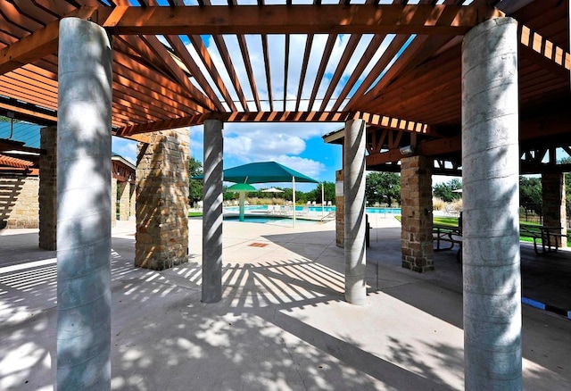 4014 Remington Rd, Cedar Park, TX 78613 - view of patio with a pergola and a community pool