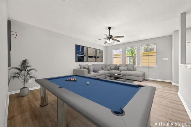 4014 Remington Rd, Cedar Park, TX 78613 - game room featuring ceiling fan, wood finished floors, baseboards, and pool table