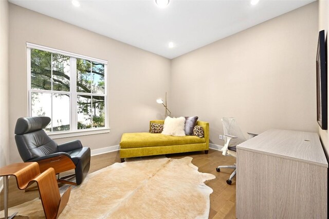607 Flint Ridge Trl, Georgetown, TX 78628 - office area with wood finished floors, baseboards, and recessed lighting