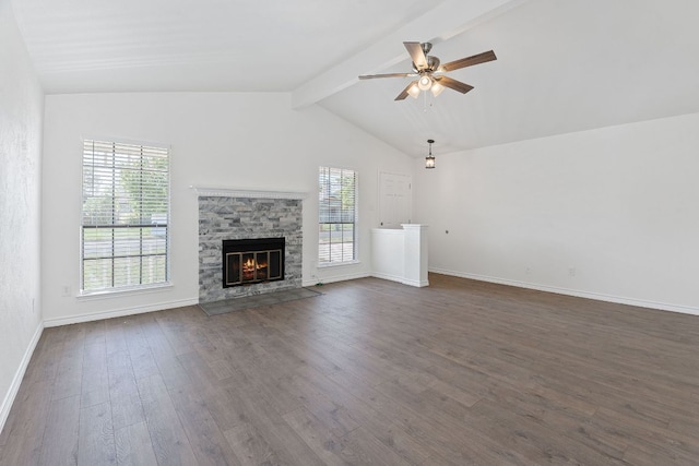 11500 Ruffed Grouse Dr, Austin, TX 78758 - unfurnished living room with healthy amount of natural light, ceiling fan, and dark wood-style flooring