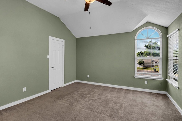 15811 De Peer Cv, Austin, TX 78717 - empty room featuring lofted ceiling, a ceiling fan, and carpet