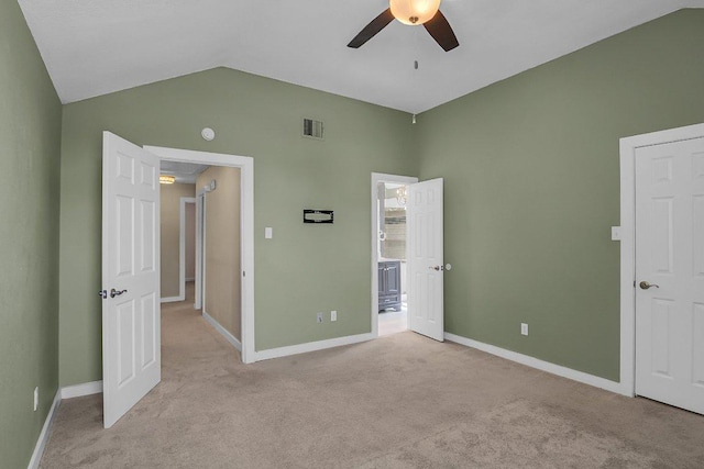 15811 De Peer Cv, Austin, TX 78717 - unfurnished bedroom featuring lofted ceiling, light colored carpet, and ceiling fan