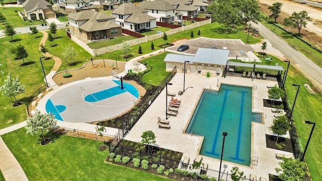 drone / aerial view featuring a residential view