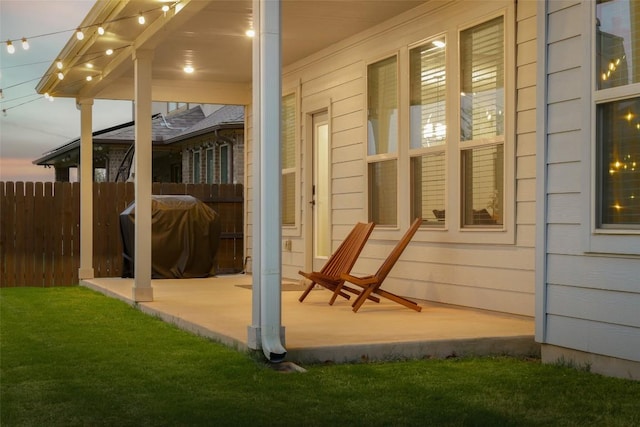 3307 Columbus Way, Round Rock, TX 78665 - patio terrace at dusk featuring area for grilling