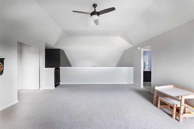3307 Columbus Way, Round Rock, TX 78665 - bonus room with a ceiling fan, carpet, lofted ceiling, and baseboards
