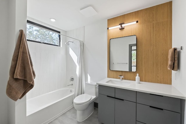 5908 Lakeside Trl, Austin, TX 78734 - bathroom featuring vanity, shower / bathtub combination with curtain, and toilet