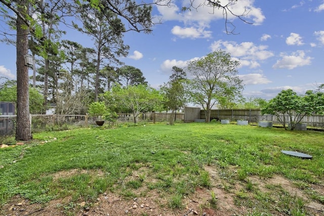 view of yard featuring a fenced backyard