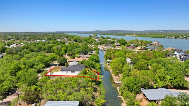 125 Channel Dr, Sunrise Beach, TX 78643 - aerial view featuring a water view and a residential view