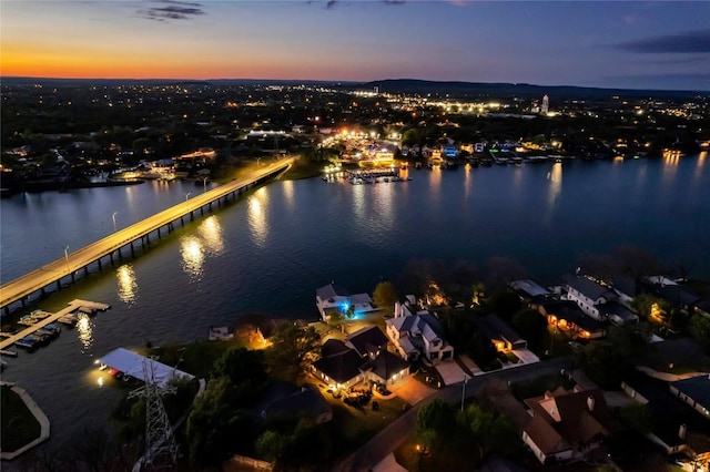 202 Bridgepoint Dr, Kingsland, TX 78639 - aerial view at dusk of a notable bridge and a water view