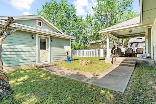 4456 Mather, Kyle, TX 78640 - view of yard featuring an outdoor fire pit and a patio area
