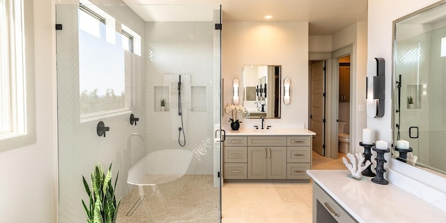 395 Lago Vista Dr, Fredericksburg, TX 78624 - full bathroom featuring toilet, a shower stall, and vanity