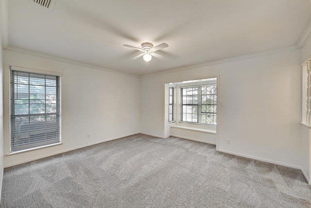 1700 Barton Hills Dr, Austin, TX 78704 - carpeted spare room with ceiling fan, plenty of natural light, and ornamental molding