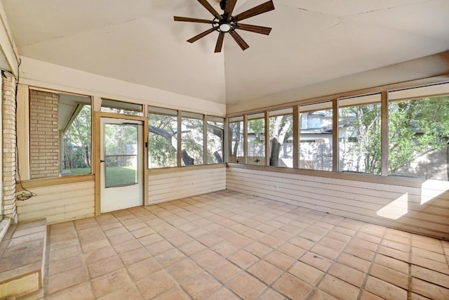 1700 Barton Hills Dr, Austin, TX 78704 - unfurnished sunroom featuring high vaulted ceiling and tile patterned flooring