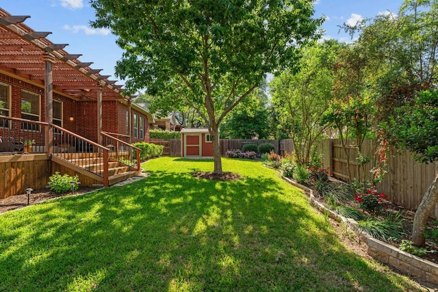 3610 Turkey Path Bnd, Cedar Park, TX 78613 - fenced backyard featuring a storage shed and a pergola