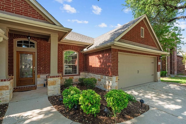 3610 Turkey Path Bnd, Cedar Park, TX 78613 - entrance to property with brick siding, a shingled roof, stone siding, and driveway