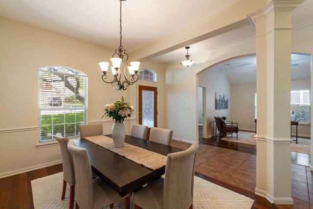 3610 Turkey Path Bnd, Cedar Park, TX 78613 - dining room with healthy amount of natural light and arched walkways