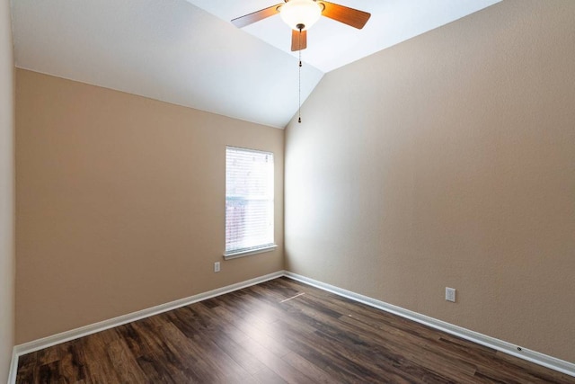 3610 Turkey Path Bnd, Cedar Park, TX 78613 - unfurnished room with a ceiling fan, dark wood-style floors, and vaulted ceiling