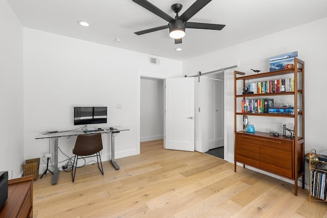 104 Westhaven Dr, West Lake Hills, TX 78746 - home office with wood finished floors, ceiling fan, and recessed lighting