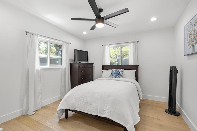 104 Westhaven Dr, West Lake Hills, TX 78746 - bedroom featuring light wood finished floors, recessed lighting, and a ceiling fan