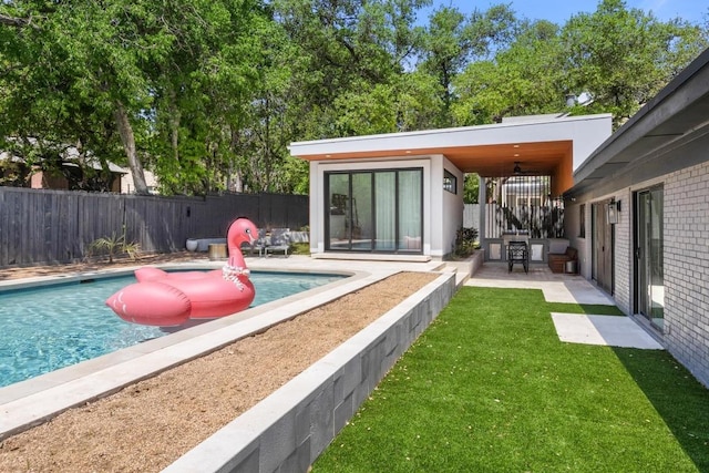 104 Westhaven Dr, West Lake Hills, TX 78746 - view of swimming pool featuring a patio area and ceiling fan