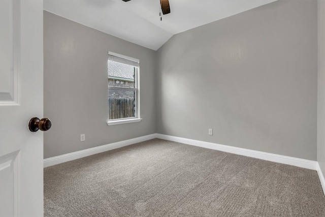 3613 Esperanza Dr, Round Rock, TX 78665 - carpeted spare room featuring ceiling fan, baseboards, and vaulted ceiling