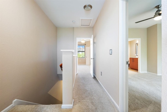 11203 Ranch Road 2222 1105, Austin, TX 78730 - corridor featuring an upstairs landing, carpet flooring, and attic access
