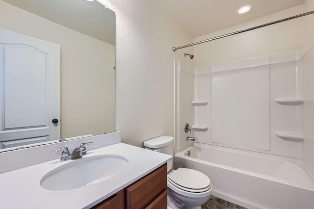 1161 Verna Brooks Way, Kyle, TX 78640 - full bathroom with toilet, vanity, shower / bathtub combination, and recessed lighting