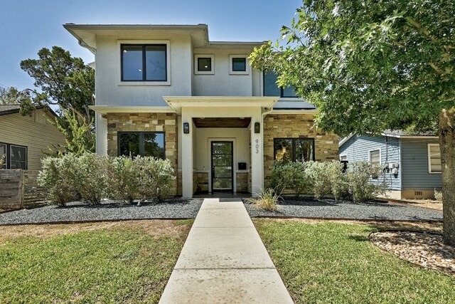 903 W Gibson St, Austin, TX 78704 - view of front facade with stone siding and stucco siding