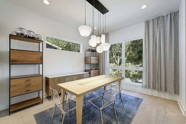 903 W Gibson St, Austin, TX 78704 - dining area with light wood-type flooring and recessed lighting