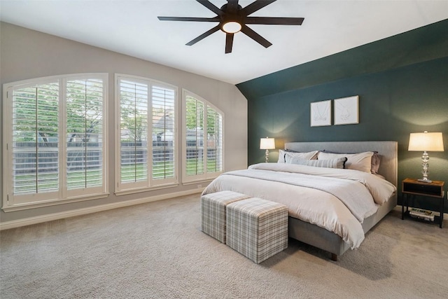 1218 Swenson Farms Blvd, Pflugerville, TX 78660 - carpeted bedroom featuring lofted ceiling and ceiling fan
