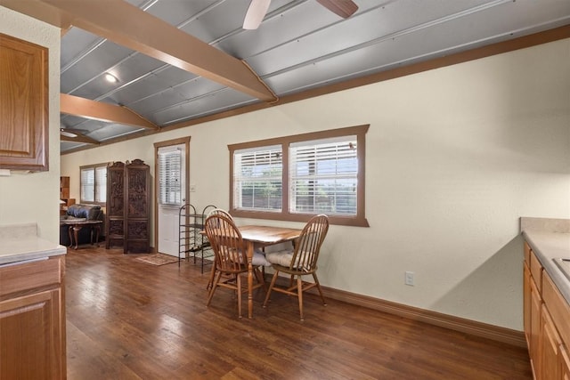 459 Mcallister Rd, Bastrop, TX 78602 - dining room featuring dark wood-type flooring, baseboards, and healthy amount of natural light