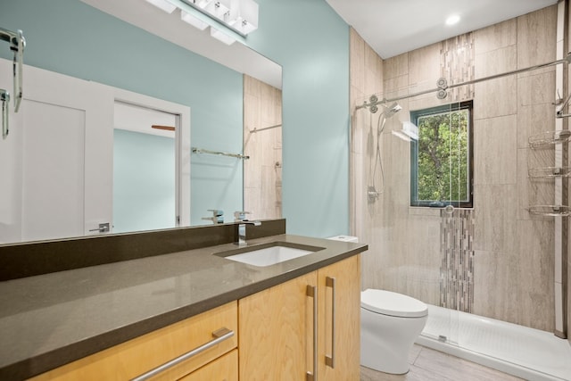 500 Laurel Valley Rd, West Lake Hills, TX 78746 - bathroom featuring a stall shower, toilet, and vanity