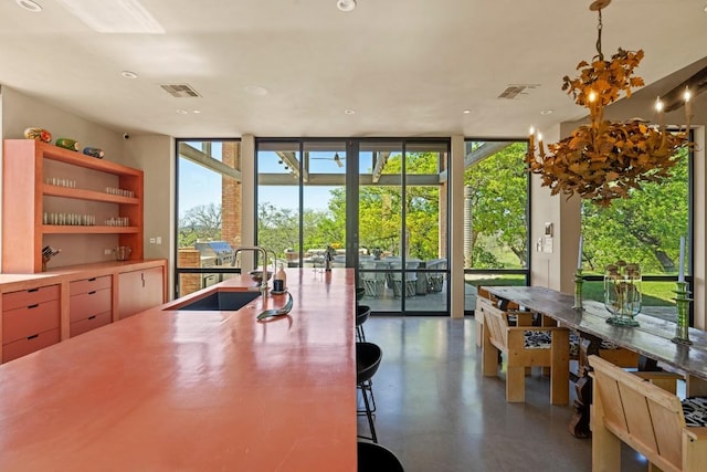 115 Seale Hill Rd, Comfort, TX 78013 - dining space with floor to ceiling windows and recessed lighting