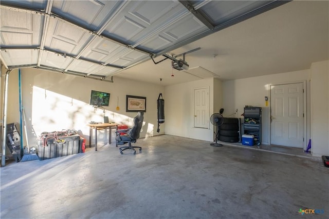 garage with a garage door opener