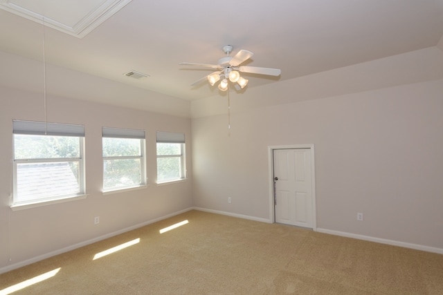 171 Brighton Ln, Austin, TX 78737 - empty room featuring attic access, light carpet, and ceiling fan