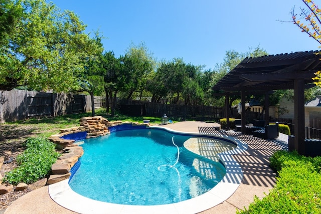 171 Brighton Ln, Austin, TX 78737 - view of pool featuring a pergola, a fenced backyard, and a patio
