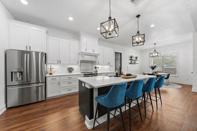 213 Pecan Meadow Ln, Harker Heights, TX 76513 - kitchen with visible vents, appliances with stainless steel finishes, a chandelier, and recessed lighting