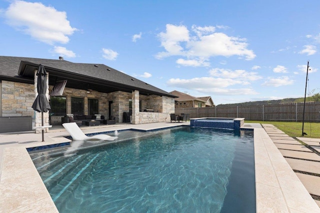 213 Pecan Meadow Ln, Harker Heights, TX 76513 - view of pool with a patio area, a fenced backyard, and a pool with connected hot tub